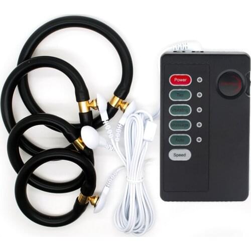 Electric Shock Penis Ring Silicone Cock Ring Electro Medical Therapy Massager Shock Therapy Penis Extender Sex Toys For Men Set1