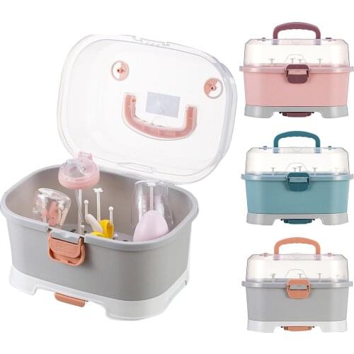 Portable Baby Milk Bottle Drying Rack Storage Container Box Holder with Handle