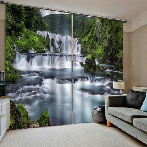 Nature scenery landscape curtains 3D Window Curtain For Living Room Bedroom Drapes Cortinas Customized size waterfall curtain