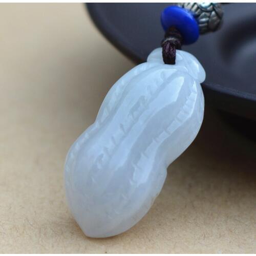 Drop shipping Natural Jadeite Pendant Carved Peanut Groundnut Earthnut Pendant Necklace Fashion womens Jades stone Jewelry