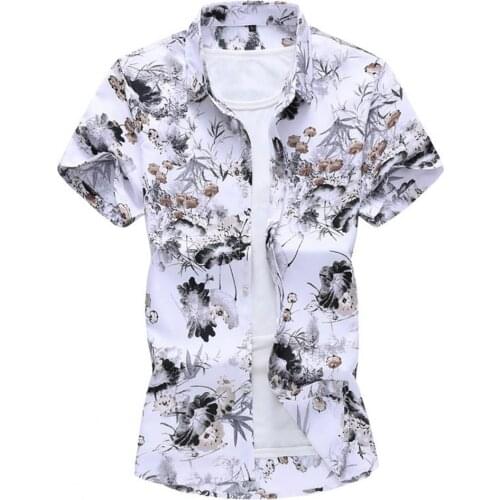 Summer Mens Shirt Turn Down Collar Printing Shirt Cotton Comfortable Buttons Casual Tops 2021 Fashion Mens Clothing
