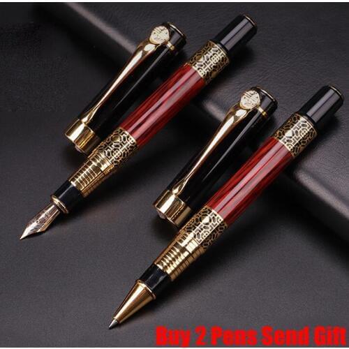 Hot Selling Brand Hero 520 Metal Ink Fountain Pen Red Wood Color Luxury Metal Signature Gift Writing Pen Buy 2 Pens Send Gift