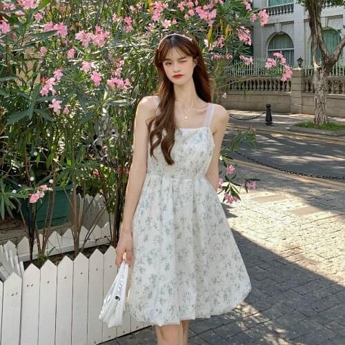 Sannian Women Sweet Princess Dress Wind Summer New Backless Bow Tie Floral Halter White Dresses Ladies Clothes Party Night