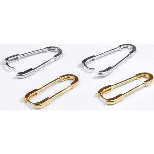 925 Sterling Silver Paperclip Hoop Earrings for Women Safety Pin Earrings Jewelry Accessories