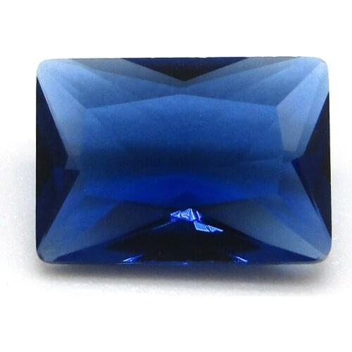 Blue Glass Stone Free Shipping 50pcs/Lot Rectangle Cut 3x5mm-10x12mm 5A Quality Synthetic Gems For Jewelry
