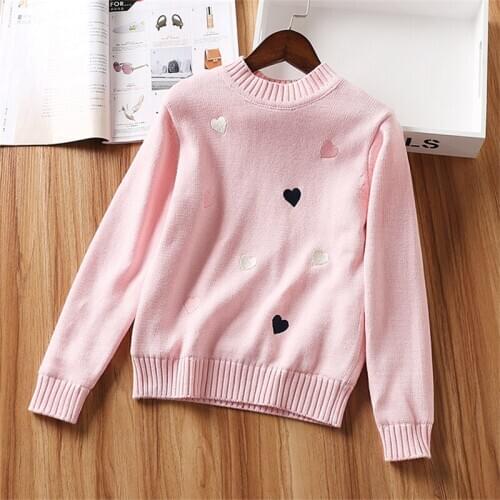 Baby Girls Sweaters Winter Warm Thick Knitwear Love Heart Pattern Spring Autumn Girls Pullovers O-neck Tee Sweaters Girl Clothes
