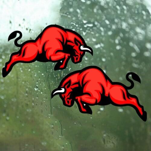 SZWL 2 X Angry Bull Red Car Sticker Funny Colorful Stickers Auto Automobile Motorcycles Decals Waterproof Accessories,17cm*10cm