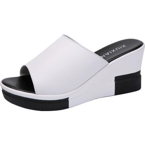 Women Shoes 2020 Fashion White Summer Slippers Heels Wedge Slippers Platform Slippers Scarpe Donna Klapki Damskie Na Lato