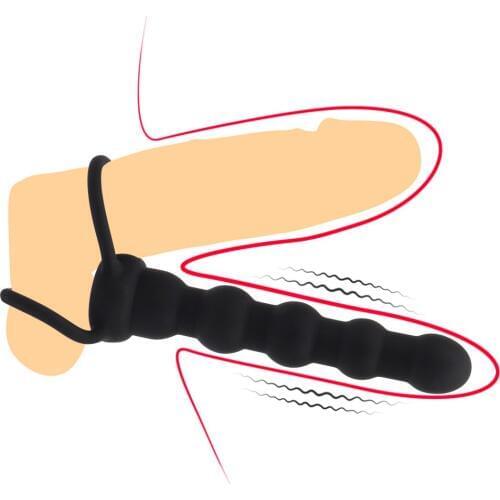 Couples Vibrartor Massager Anale Toy Penis Strapon Double Penetration Anal Beads Vibrating Ring G Spot Silicone Butt Plug Sex