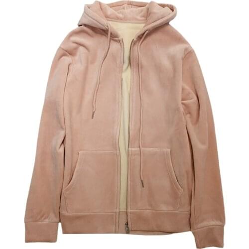 High Quality Winter Keep Warm Women Zipper Top Hoody Pink Fleece Pocket Solid Sweatshirt All-match Loose Korean Female Pullover