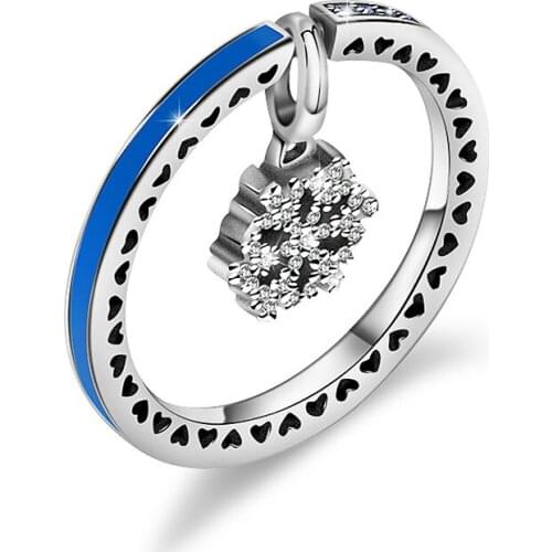 New Original Design 100% 925 Sterling Silver Zircon Romantic Snowflake Ring Womens Fashion Pendant Ring jz121-jz140