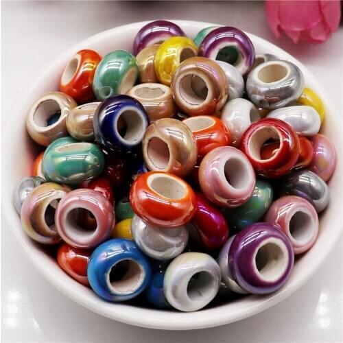 10Pcs Ceremic Seed Beads Large Hole European Spacer Bead fit Pandora Charm Bracelet Bangle DIY Chain Necklace for Jewelry Making