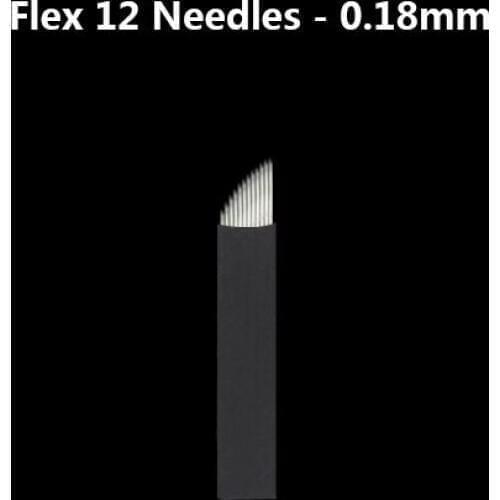 100pcs 0.18/0.2/0.25mm microblading needles Flex 12 pin Permanent Makeup Eyebrow Tattoo Needles Blade For 3D Embroidery pen