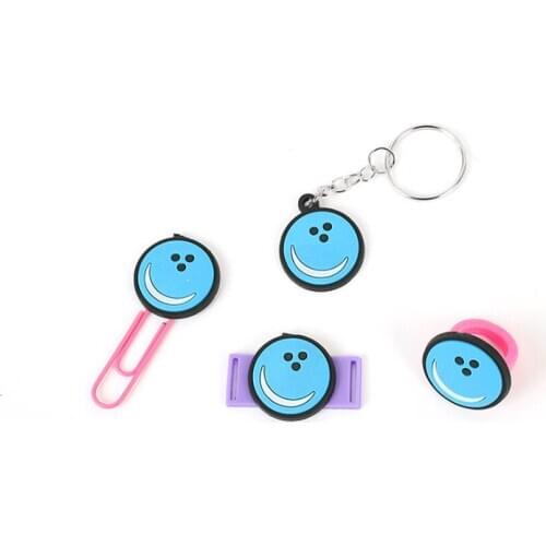 2020 Hot New Children Blue Smiley Bag Silicagel Students Accessories Alloy Keychains Wholesale