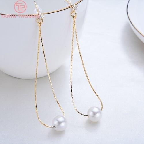 4PCS 80MM 24K Gold Color Brass Hollow Round Pearl tassel Study Earrings High Quality Diy Jewelry Accessories