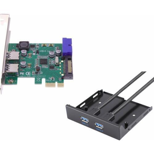 4 Port USB 3.0 PCIE PCI Express Control Card Adapter+20pin to 2 port usb3.0 hub 3.5 Floppy bay Front Panel NEC chipset