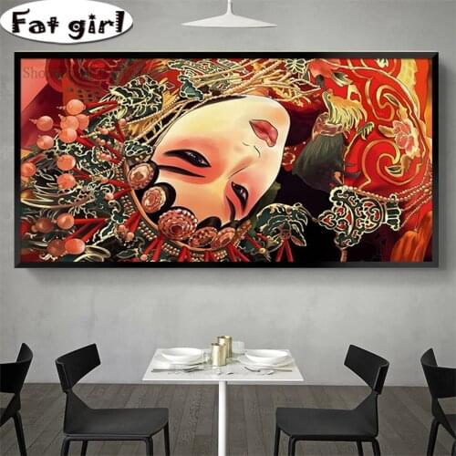 Large Diamond Painting Chinese style Peking opera Full Square Round Drill Diy 5D Embroidery Cross Stitch Mosaic Rhinestone Decor