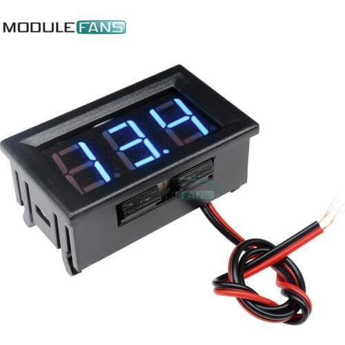 0.56'' LED Digital Voltmeter Mini Voltage Meter Detector Volt Gauge Tester DC 12V 24V Blue Display 2 Lead Wire High Precition