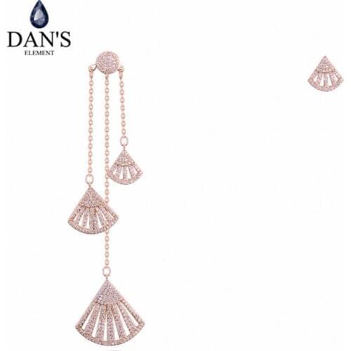 DANS ELEMENT 3 Colors Real Big Brand AAA Zirconia Micro Inlays Round Stud Earrings for Women 130400