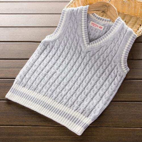 Spring autumn 100% cotton cardigan Baby boys V-neck sweater vest kids waistcoat School girls winter sweaters for 1-6 Years