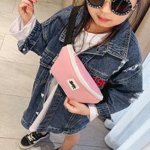 New Child Waist Bag For Kids Canvas Chest Bags Girl Belt Bags Zipper Letter Pack High Capacity Kidney Banana Bags Crossbody Bag