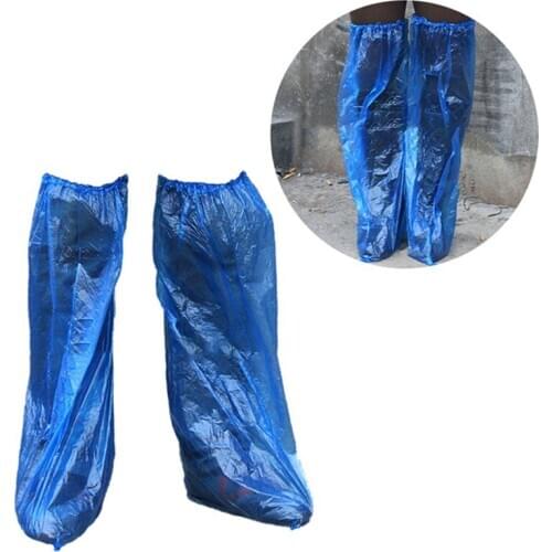 Disposable Blue long shoe cover with rubber band waterproof and rainproof shoe cover For Outdoors