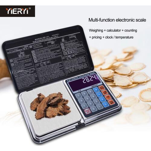 Yieryi Mini Digital Scales Electronic 6 in 1 Multi-function 100g/200g/300g/500g/1000g weight balance With Palm Calculator Design