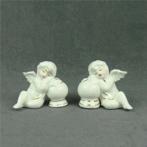 Porcelain Sleeping Angel Doll and Sphere Miniature Figurine Art and Craft Ornament Accessories for Front Room and Bedroom Decor
