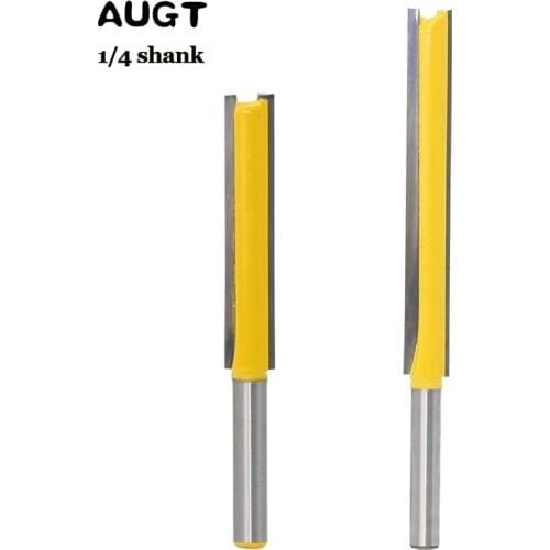 AUGT 1/4" Shank Long Cleaning Double-edged Cutter Wood Router Bit Grooving Cutter For Wood Slotting Milling Cutter Tools