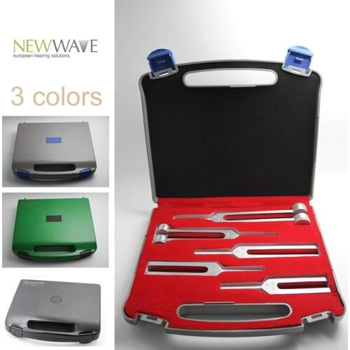 Quality 5pcs / lot Medical Tuning Fork sound hammer set kit in robust hard case 128hz 256hz 512hz 1024hz 2048hz C aluminum alloy