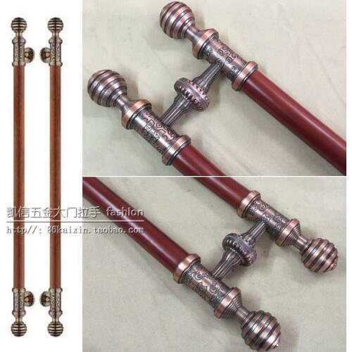 Chinese antique door handle round solid wood glass door handle door handle European style modern handle