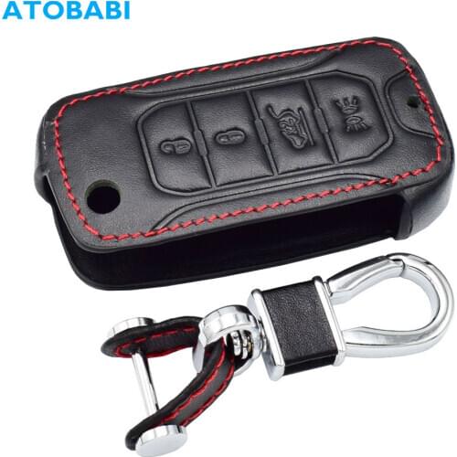 Leather Car Key Case For Jeep Renegade Hard Steel 2016 4 Buttons Folding Remote Fob Cover Protector Accessory Auto Keychain Bag