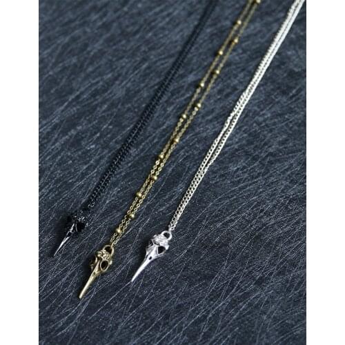 Skull Raven Pendant Necklace, Black Crow, Gothic Necklace, Victorian Witch Necklace, Monarchy Pendant necklace