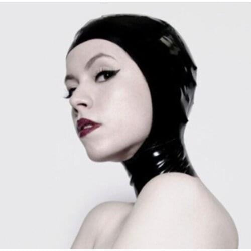 Latex open face hood mask microperforated Breathing - Smooth Total Rubber Enclosure Fetish Submissive witp zip on back