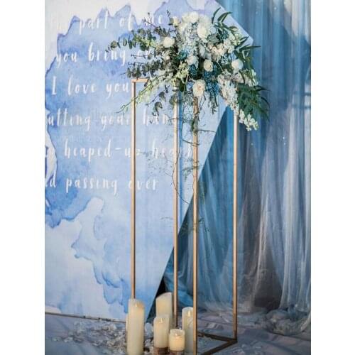 Metal wedding centerpiece flower stand geometric rectangular frame party backdrop road lead home decoration