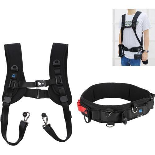 PULUZ 2 in 1 Multi-functional Bundle Waistband Strap + Double Shoulders Strap Kits with Hook for SLR / DSLR Cameras