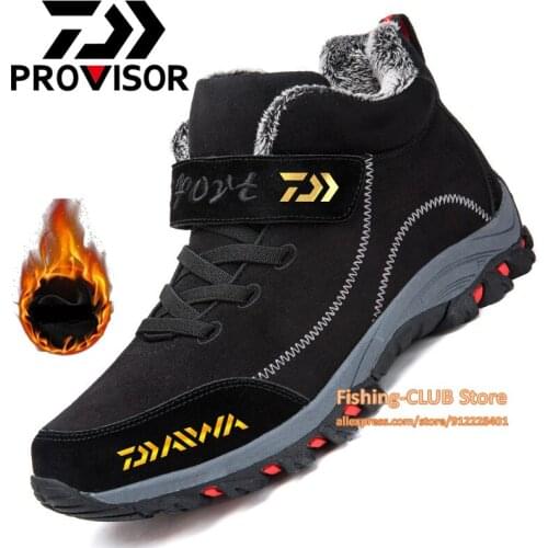 Daiwa Men Outdoor Outdoor Fishing Shoes Winter Boots Breathable Waterproof Anti-wear Fishing Climbing Shoes Plush Thickened Warm