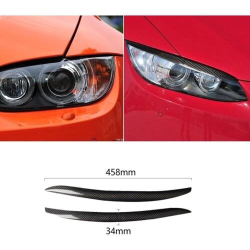 Real Dry Carbon Fiber Headlight Eyebrows Eyelids Trim Fit For BMW E92 COUPE E93 2007-2012