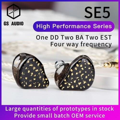 GS AUDIO SE5 1DD+2BA+2EST Hybrid Driver HiFi In-Ear Earphones with 0.78 2pin Detachable Cable IEMs for Audiophiles Musician