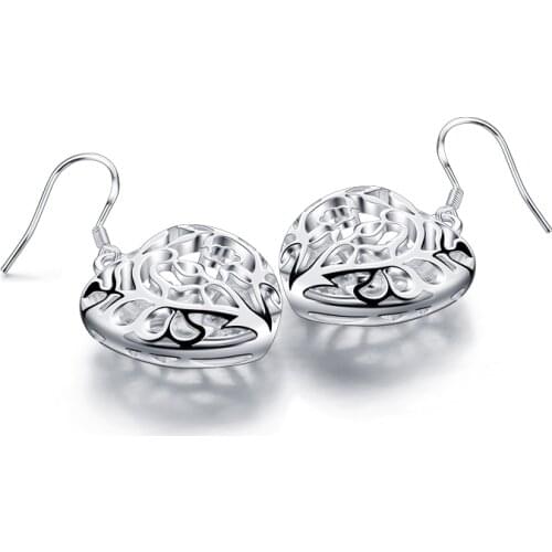 New fashion womens 925 silver earrings popular jewelry heart earrings Valentines day gift