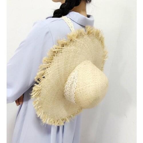 New Simple Foldable Wide Brim Floppy Lady Straw Hat Sun Hat Beach Women Summer Hat UV Protect Travel Cap Lady Cap Female Panama