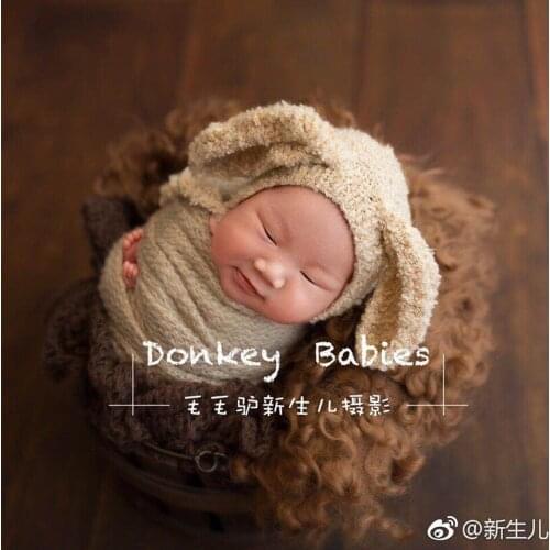 Newborn Puppy Dog Bonnet Handmade Knitted Baby boy Doggy hat Photography props Teddy Bear bonnet
