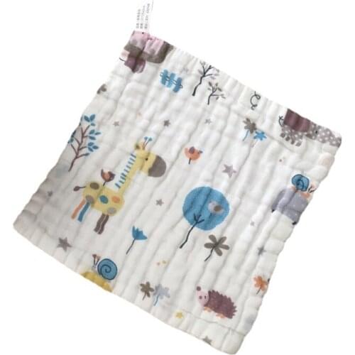 Towel 100%Cotton Gauze Printed Six Layer High Density 25*25cm Children Saliva Towel Kitchen Towel Bath Towel Super Soft Cute