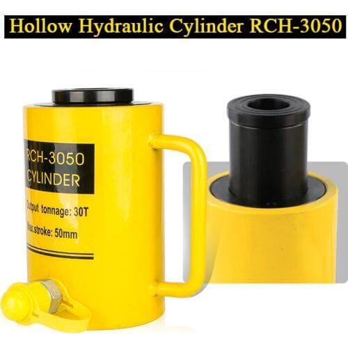Hollow Hydraulic Cylinder RCH-3050 Hydraulic Jack with Tonnage of 30T, Work Travel of 50mm