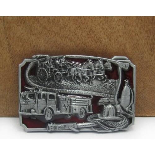 BuckleClub wholesale retro western HORSE DRIVER FIRE FIGHTER jeans gift belt buckle FP-02224 for men 4cm width loop