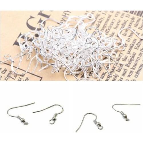 100pcs/lot 18mm Silver Hook Earrings Wire French Ball Hooks Earrings DIY Jewelry Making