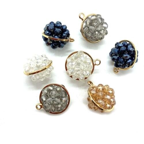 Natural Crystal Earrings Pendant Colorful Exquisite Spherical Beads Elegant Fashion Jewelry Lady Pendant DIY Jewelry Making 5pcs
