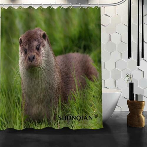 ShunQian Otter Shower Curtain Funny Curtain For Bathroom Waterproof Polyester Fabric Eco-Friendly 2020 Bath Curtain Gift