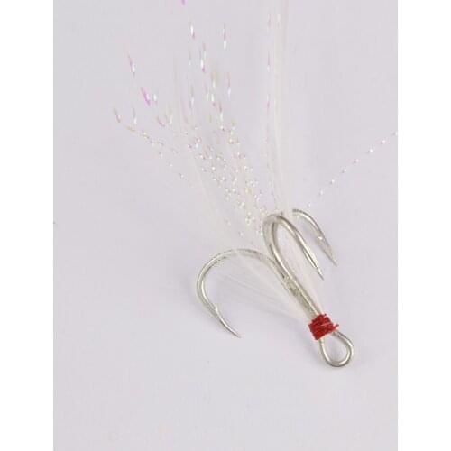 AH09 fishing triple hook circle with feather treble strong fish hooks anzuelos de pesca japan jigging White Feather Trebel Hooks