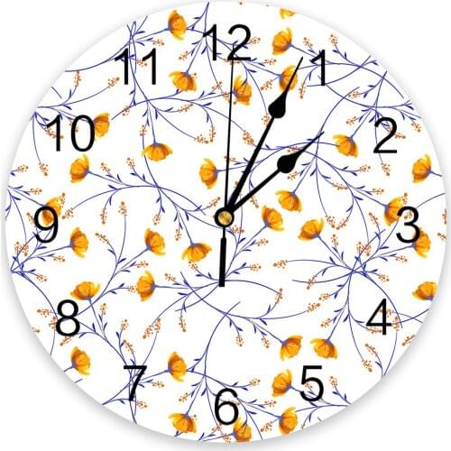 Vintage Flower Yellow Flower Plant Leaf Wall Clock Modern Design Home Decor Silent Wall Clock Living Room Decor Wall Clock